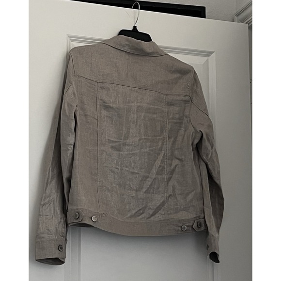 Jones New York Linen Jacket Taupe Utility Button Front Lightweight Women's M - Picture 3 of 6